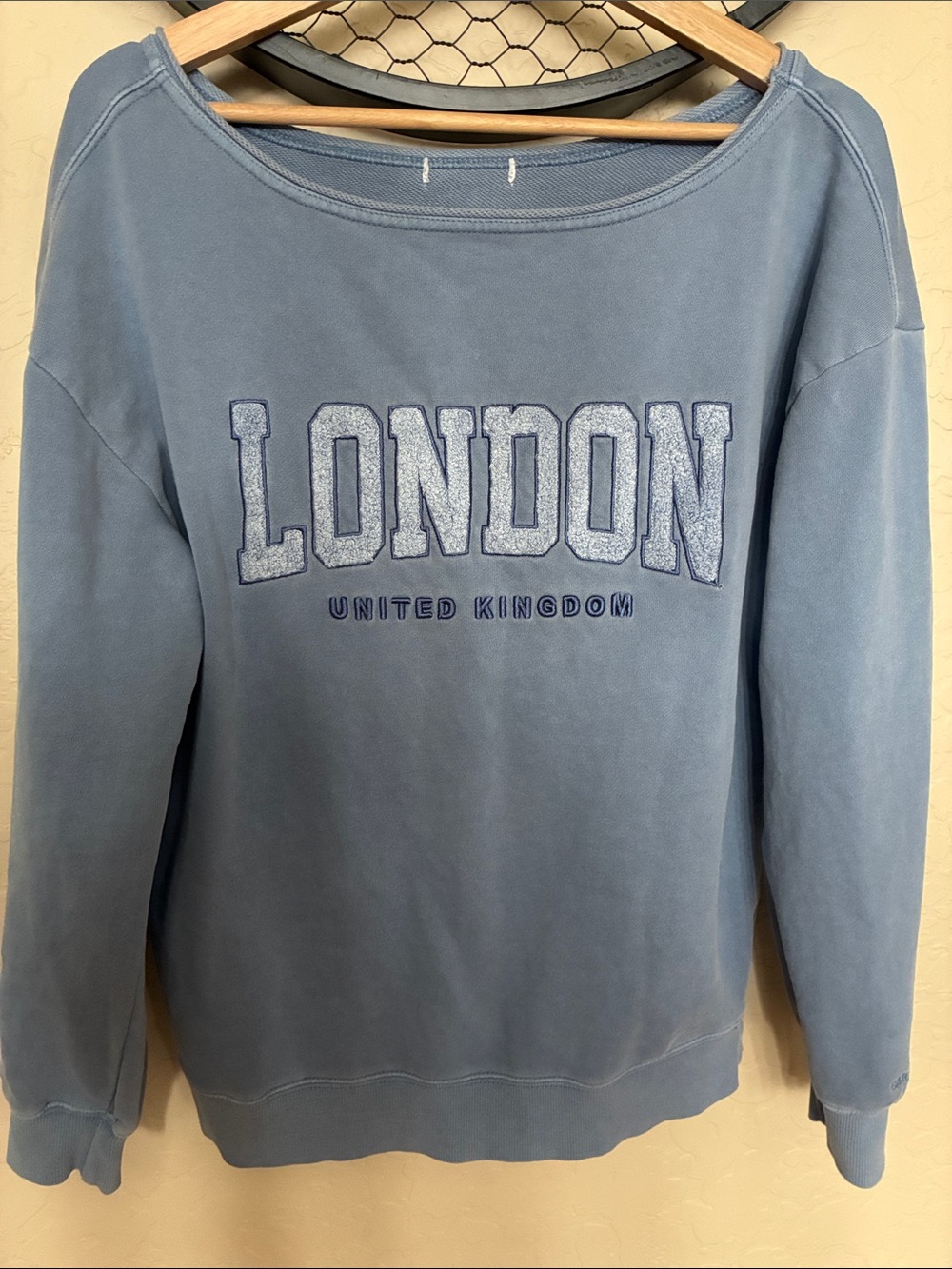 Garage London UK Light Blue Embroidered Sleeve Sweatshirt